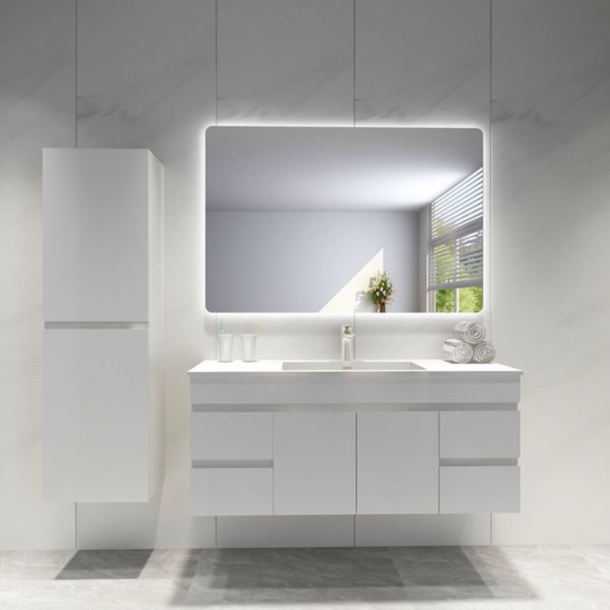 POSEIDON RECTANGLE BACKLIT LED MIRROR 3 COLOUR LIGHTS 1200X800MM