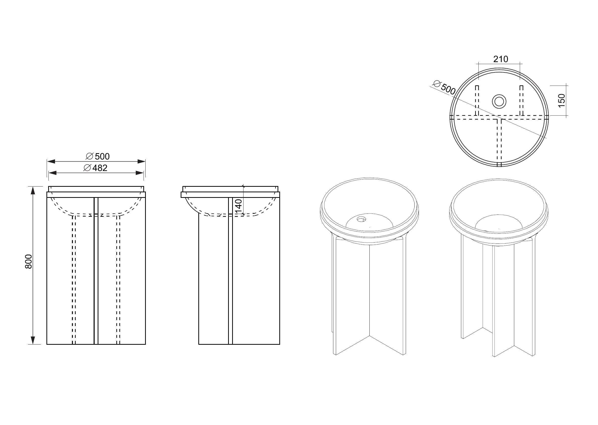 BELBAGNO UNO FREESTANDING PEDESTAL BASIN MATTE WHITE AND COOL GREY 500MM X 800MM