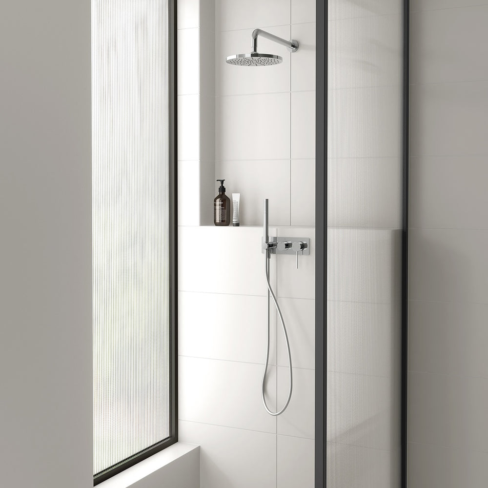 PHOENIX VIVID SHOWER ARM ROUND ROSE CHROME 400MM AND 230MM