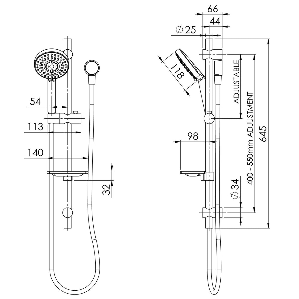 PHOENIX VIVID RAIL SHOWER BRUSHED NICKEL