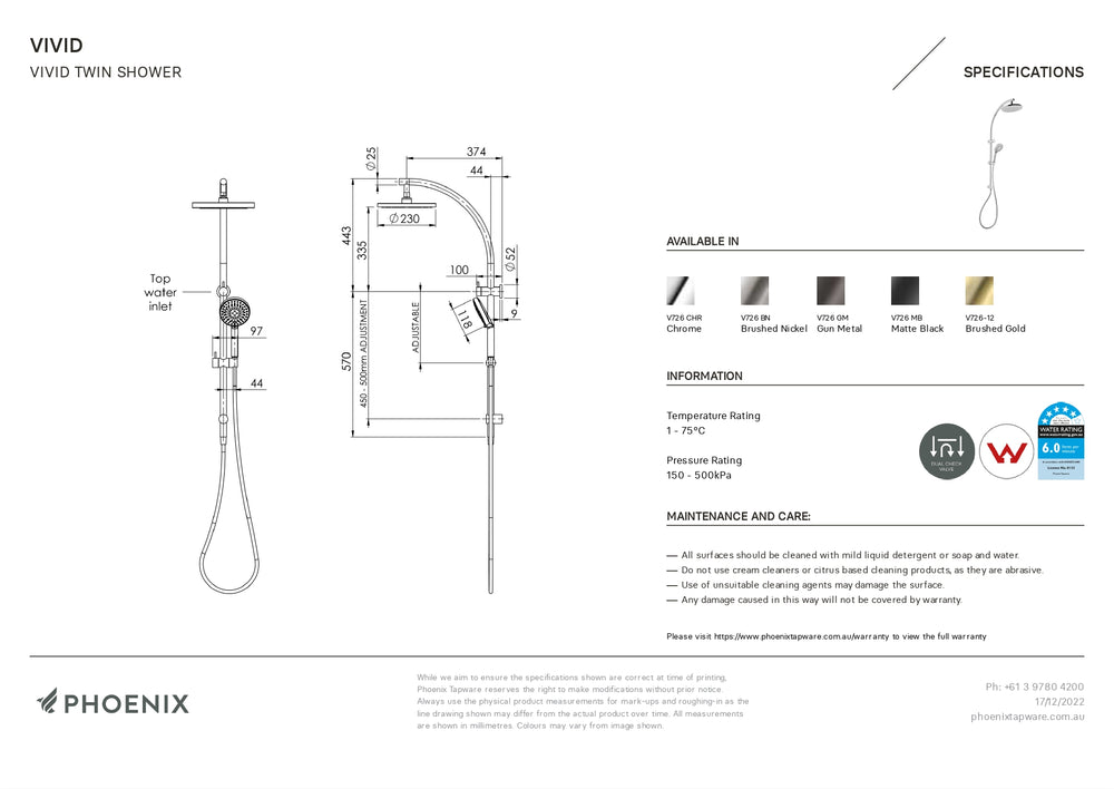 PHOENIX VIVID TWIN SHOWER CHROME