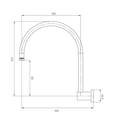 PHOENIX VIVID HIGH-RISE SHOWER ARM 300MM CHROME