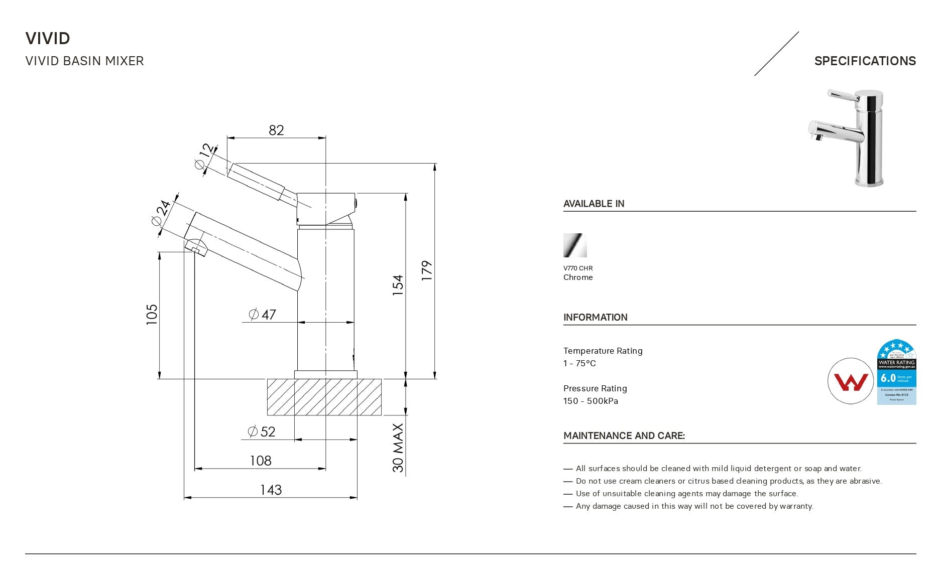 PHOENIX VIVID BASIN MIXER CHROME