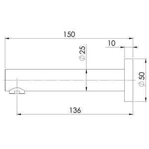 PHOENIX VIVID WALL BATH OUTLET 150MM CHROME