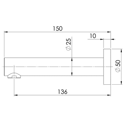 PHOENIX VIVID WALL BATH OUTLET 150MM CHROME