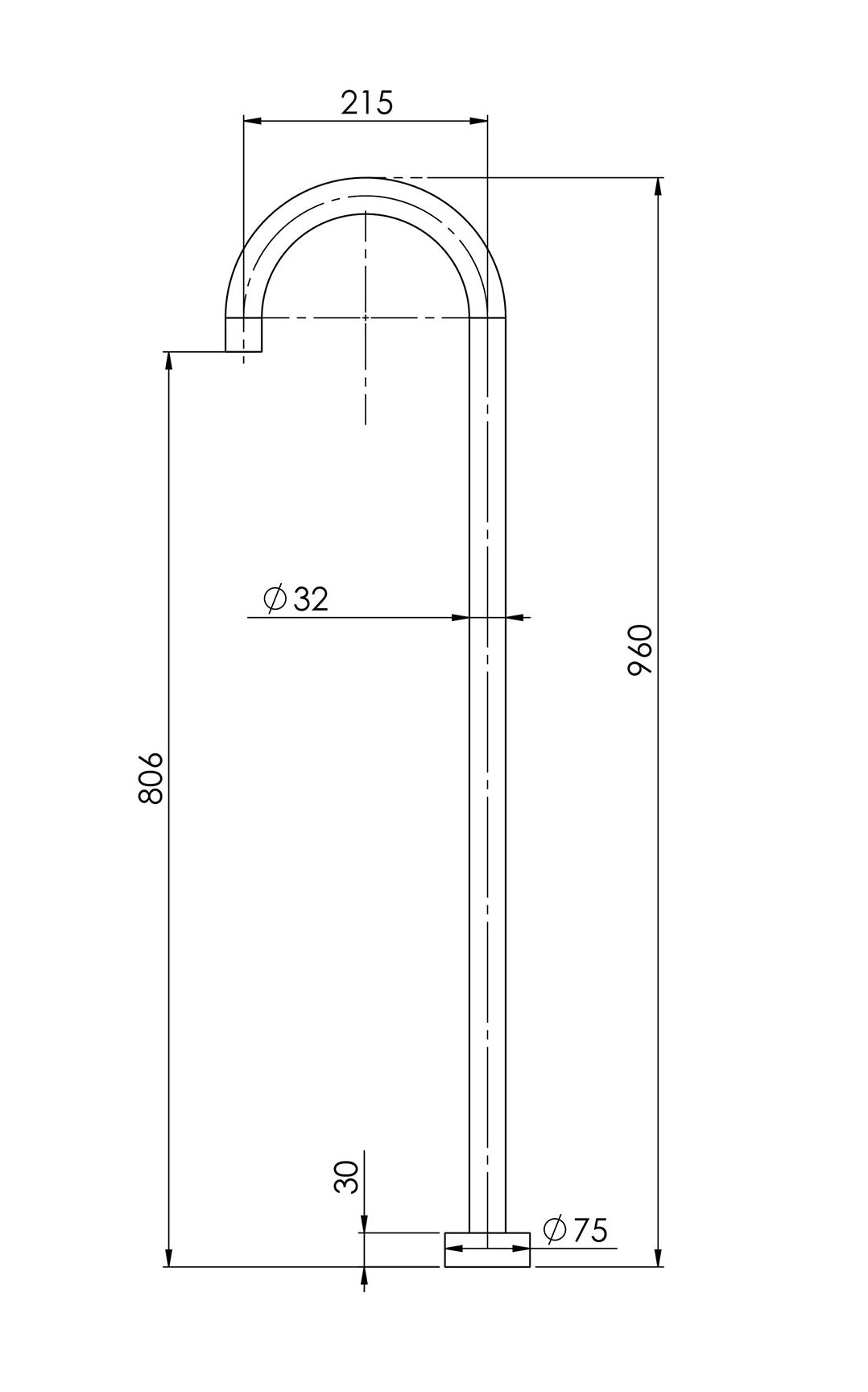 PHOENIX VIVID FLOOR MOUNTED BATH OUTLET 940MM BRUSHED NICKEL