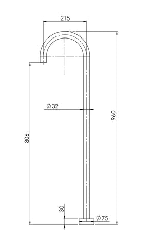 PHOENIX VIVID FLOOR MOUNTED BATH OUTLET 940MM BRUSHED NICKEL