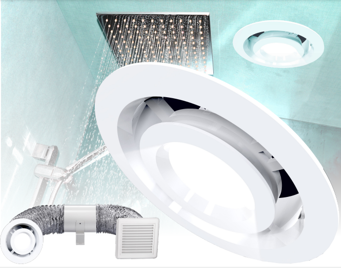 VENTAIR SHOWER LIGHT & EXHAUST KIT WHITE