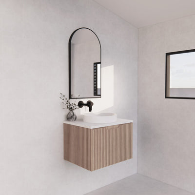 RIVA VIENNA AMERICAN OAK 600MM SINGLE BOWL WALL HUNG VANITY