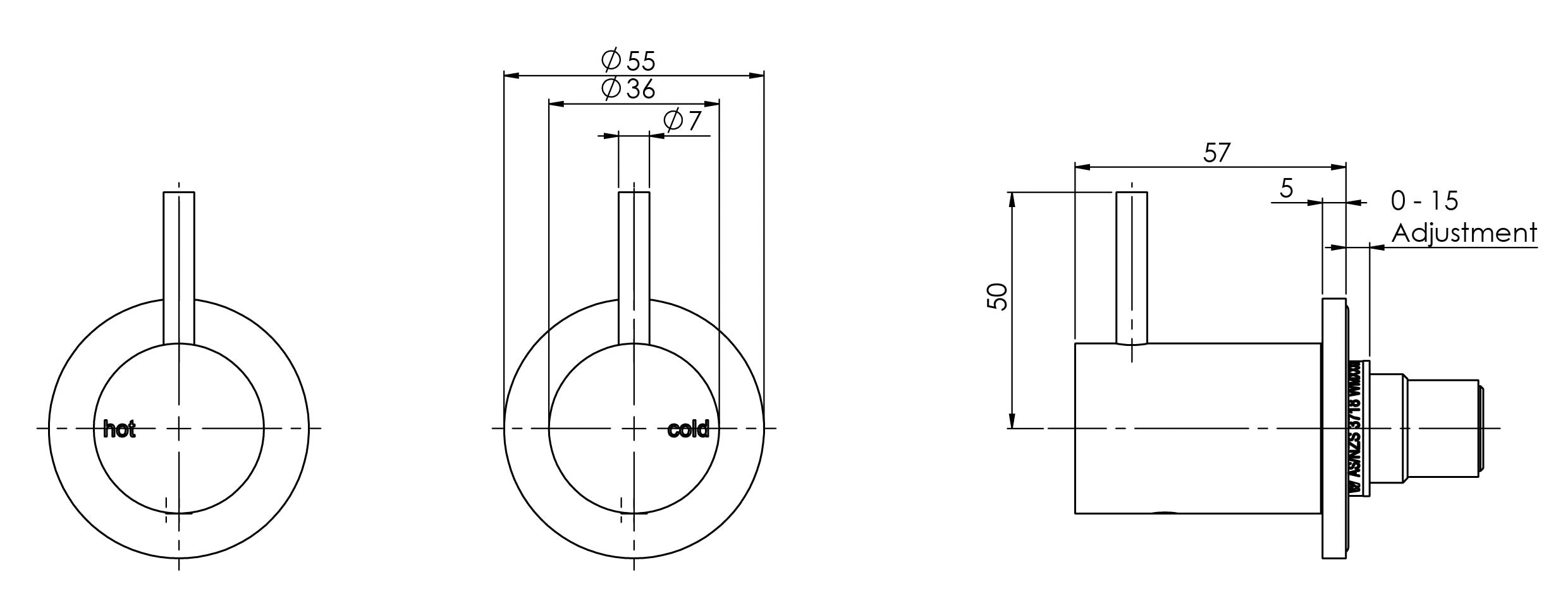 PHOENIX VIVID SLIMLINE LEAD FREE WALL TOP ASSEMBLIES CHROME