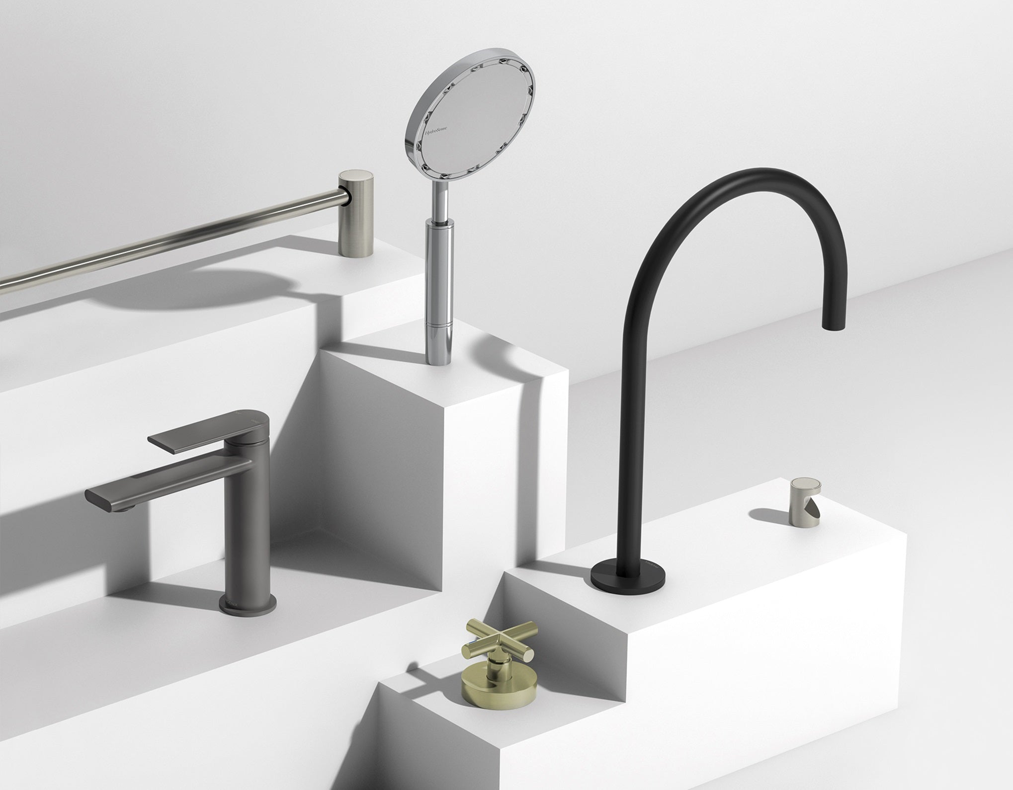 PHOENIX VIVID SLIMLINE GOOSENECK HOB SINK OUTLET 220MM MATTE BLACK