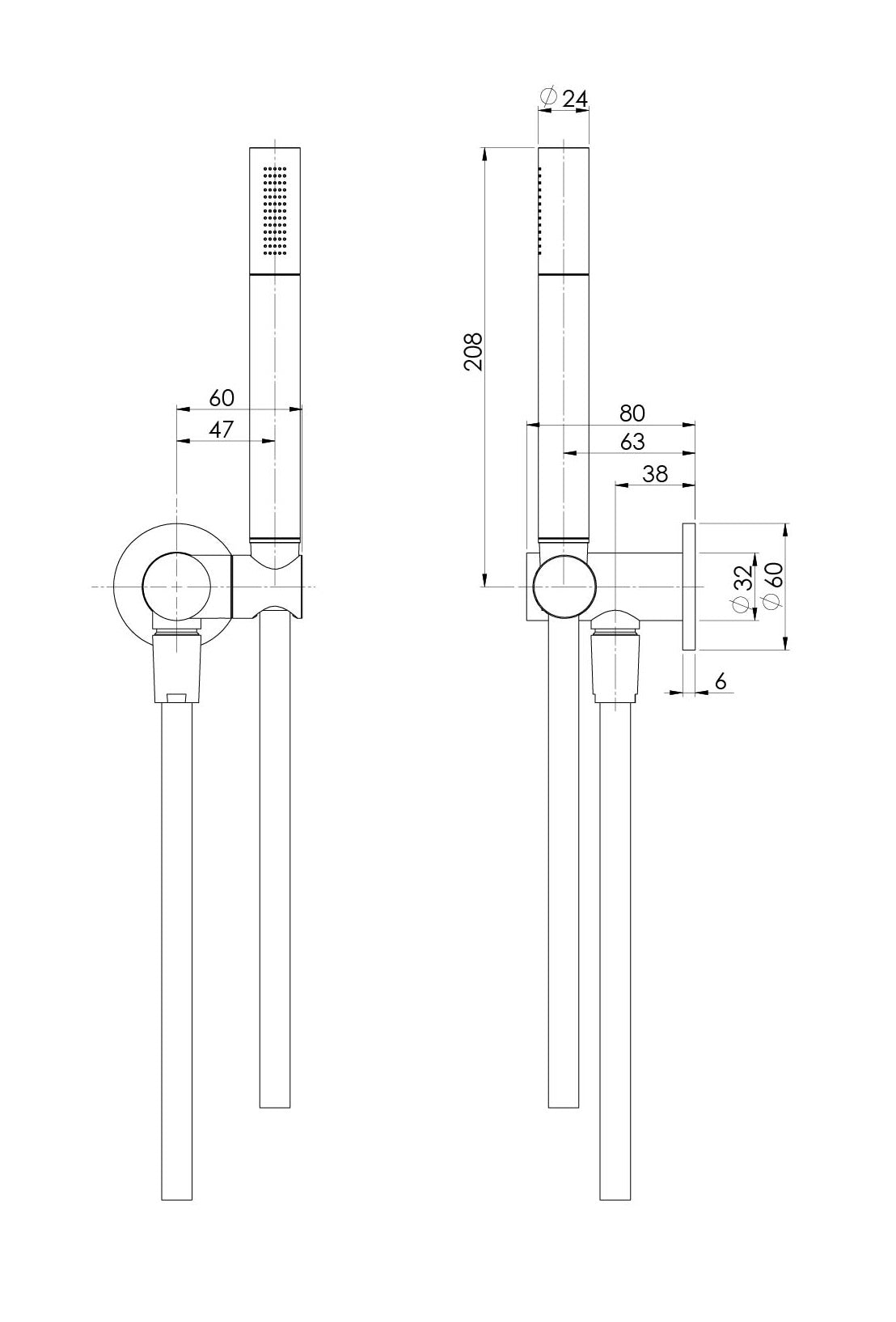 PHOENIX VIVID SLIMLINE MICROPHONE HAND SHOWER BRUSHED CARBON