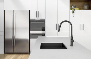 PHOENIX VIVID SLIMLINE PULL OUT SINK MIXER 397MM MATTE BLACK