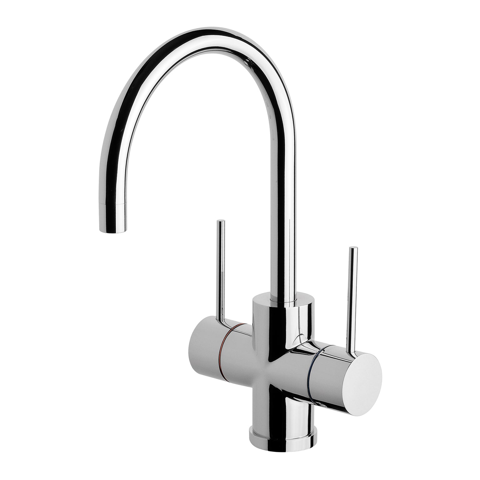PHOENIX VIVID SLIMLINE TWIN HANDLE GOOSENECK SINK MIXER 314MM CHROME