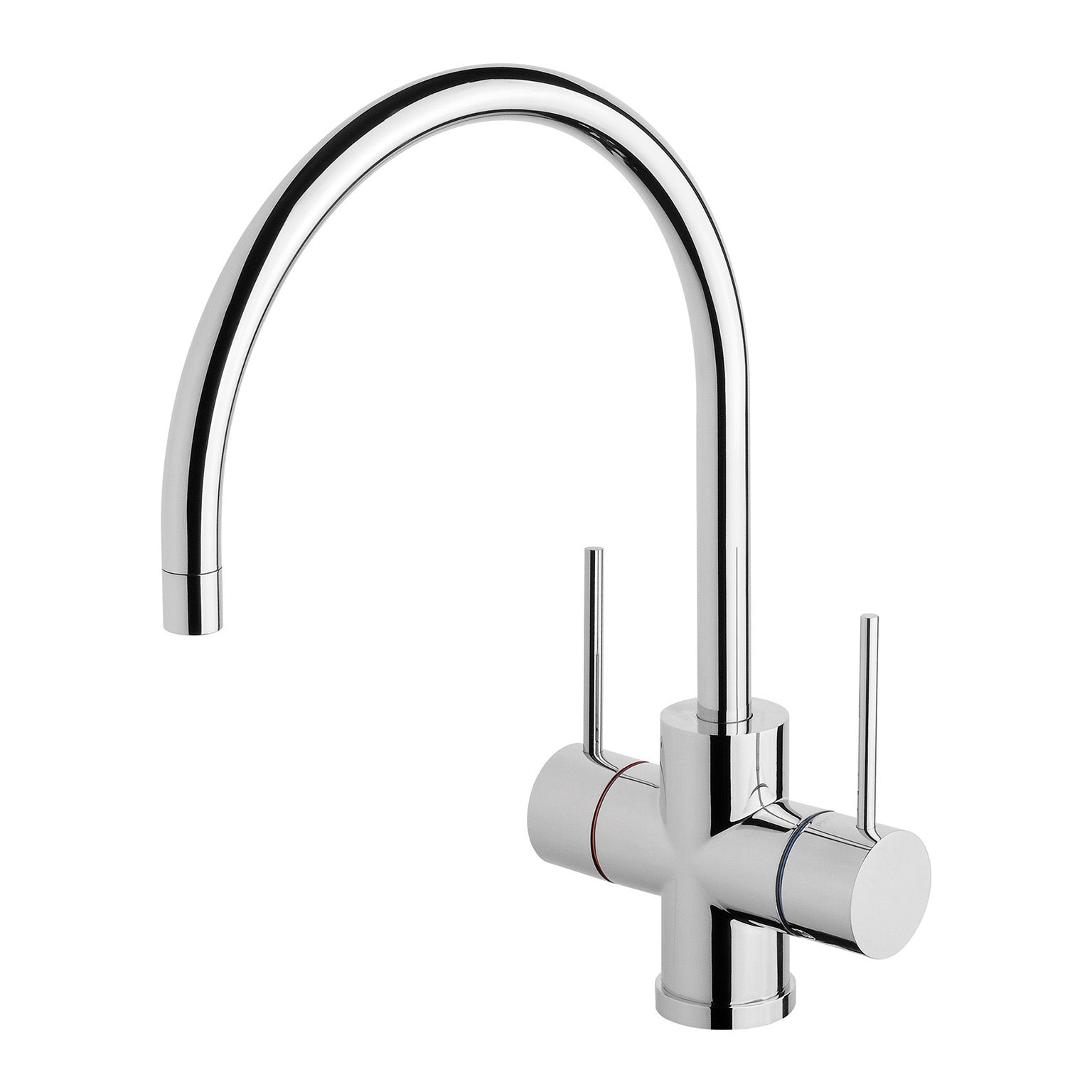 PHOENIX VIVID SLIMLINE TWIN HANDLE GOOSENECK SINK MIXER 359MM CHROME