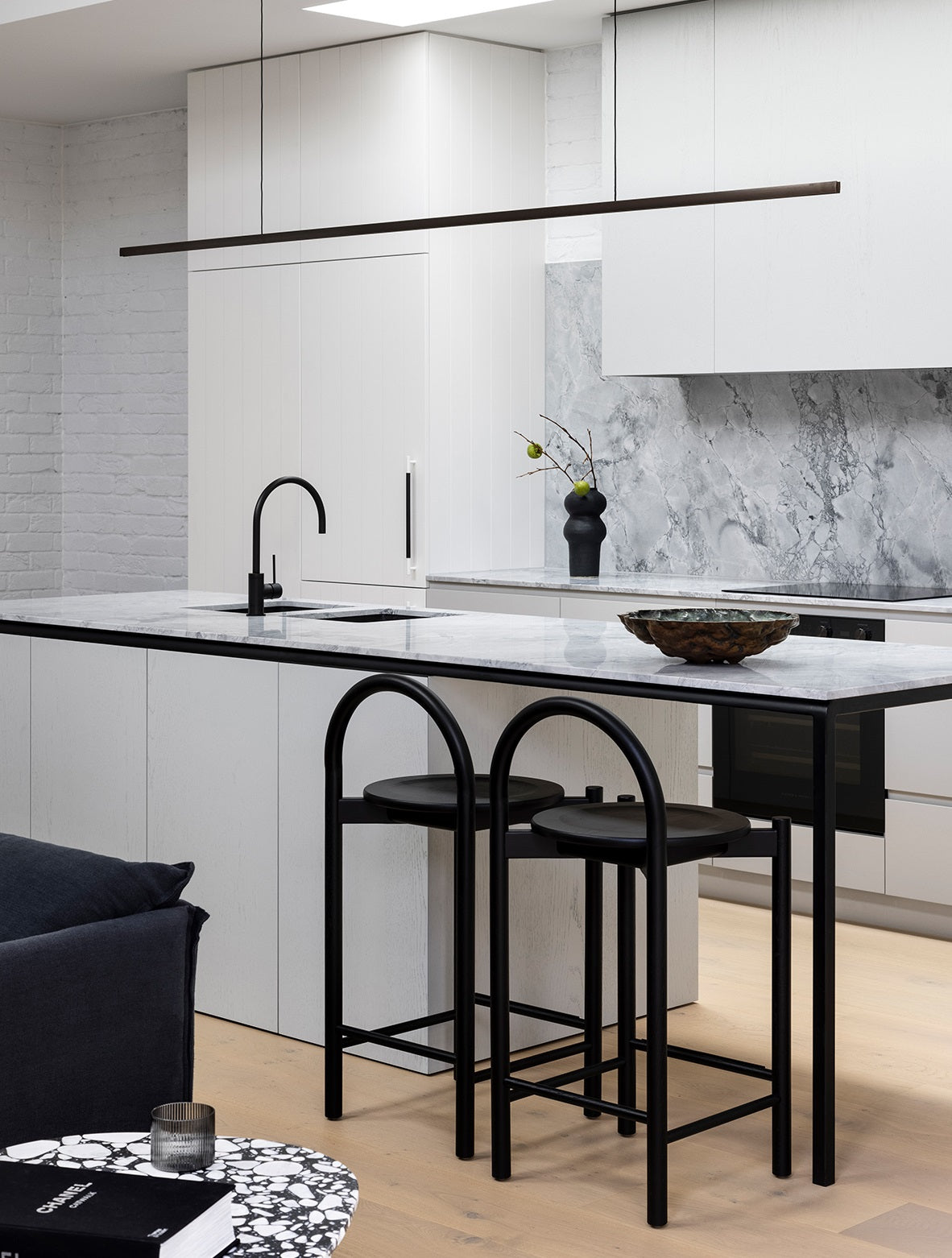 PHOENIX VIVID SLIMLINE GOOSENECK SINK MIXER 220MM MATTE BLACK