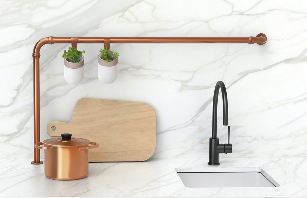 PHOENIX VIVID SLIMLINE GOOSENECK SINK MIXER 220MM MATTE BLACK