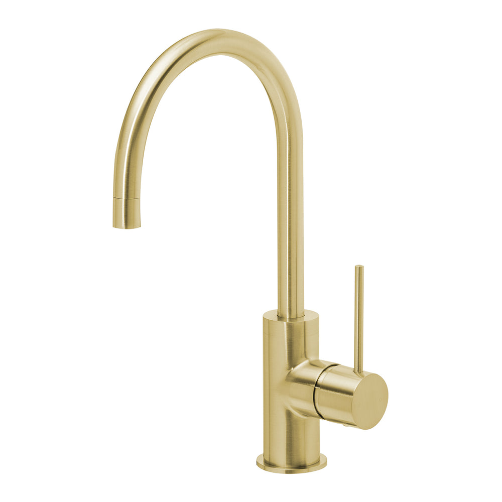 PHOENIX VIVID SLIMLINE GOOSENECK SINK MIXER 160MM BRUSHED GOLD