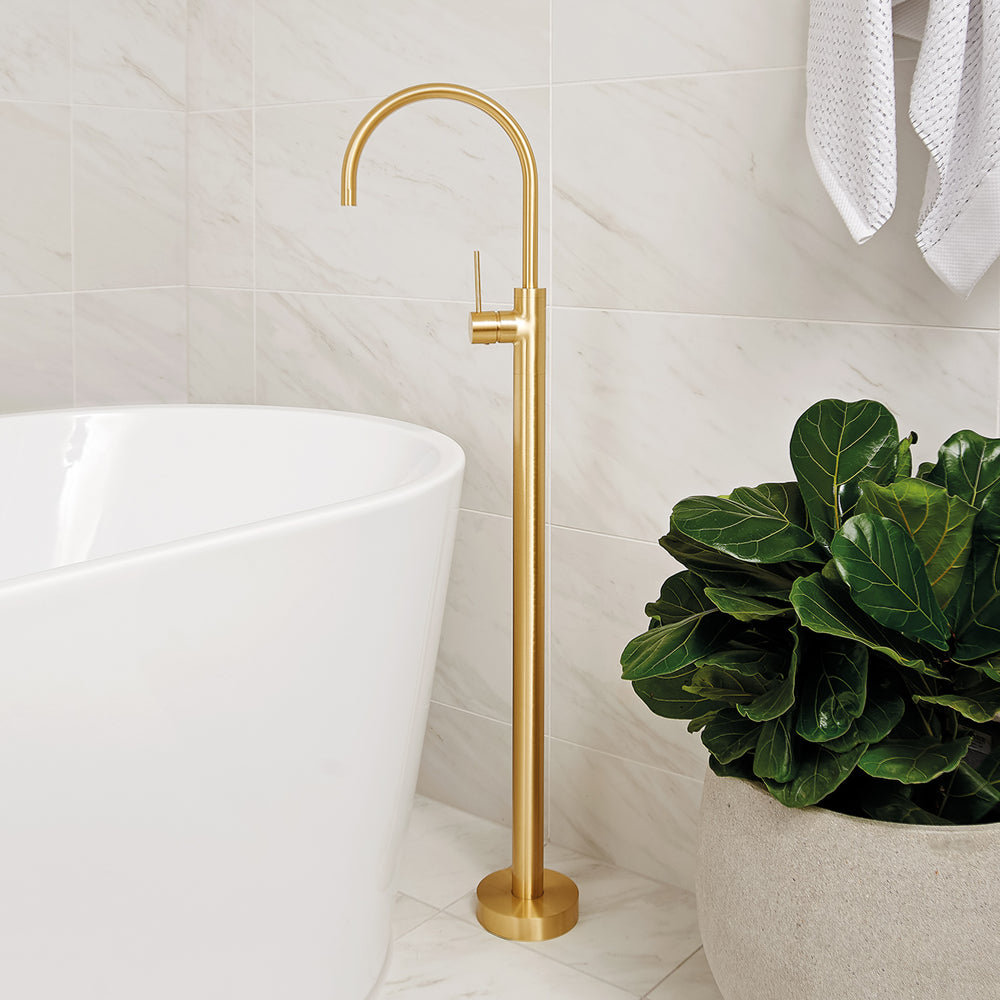 PHOENIX VIVID SLIMLINE FLOOR MOUNTED BATH MIXER BRUSHED GOLD