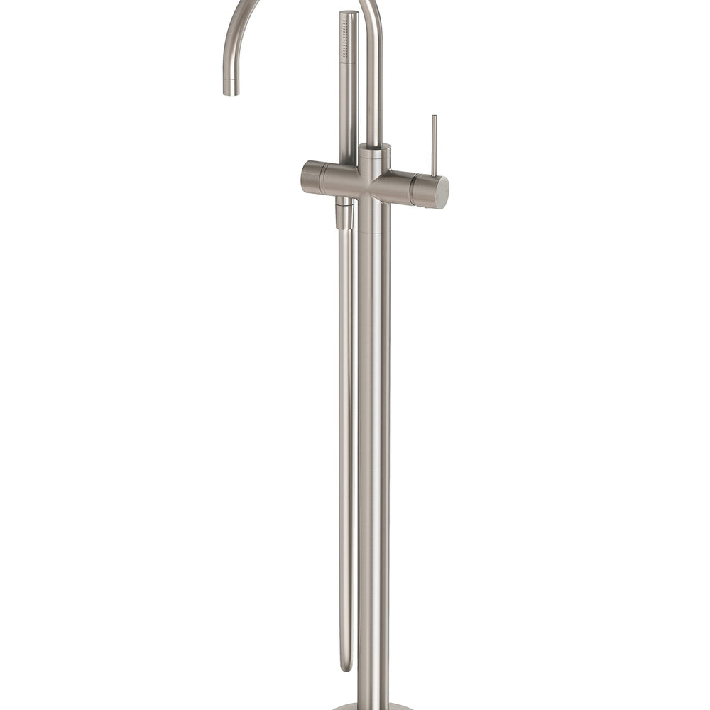 PHOENIX VIVID SLIMLINE FLOOR MOUNTED BATH MIXER WITH HAND SHOWER BRUSHED NICKEL