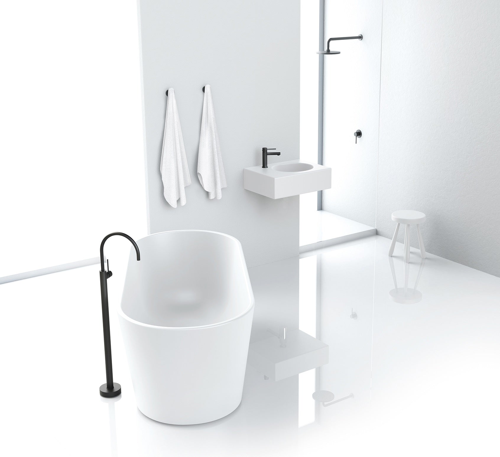 PHOENIX VIVID SLIMLINE FLOOR MOUNTED BATH MIXER MATTE BLACK