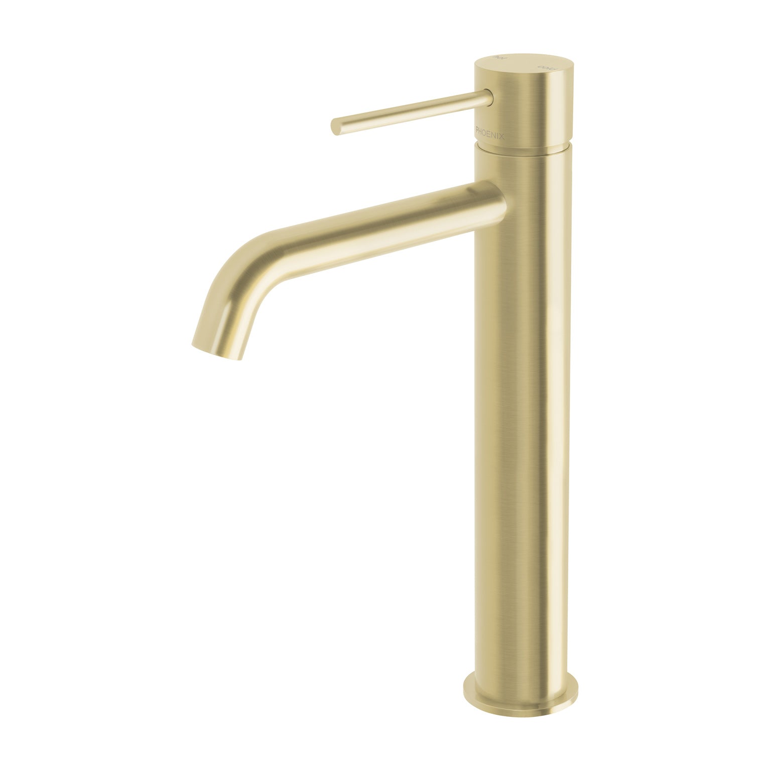 PHOENIX VIVID SLIMLINE LEAD FREE VESSEL MIXER CURVED OUTLET BRUSHED GOLD