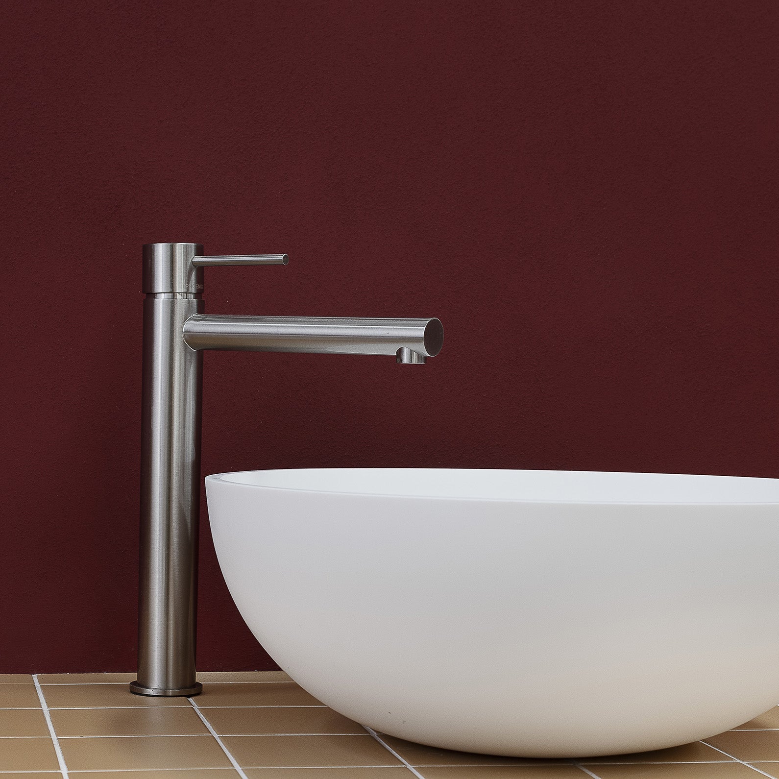 PHOENIX VIVID SLIMLINE LEAD FREE VESSEL MIXER 289MM BRUSHED NICKEL