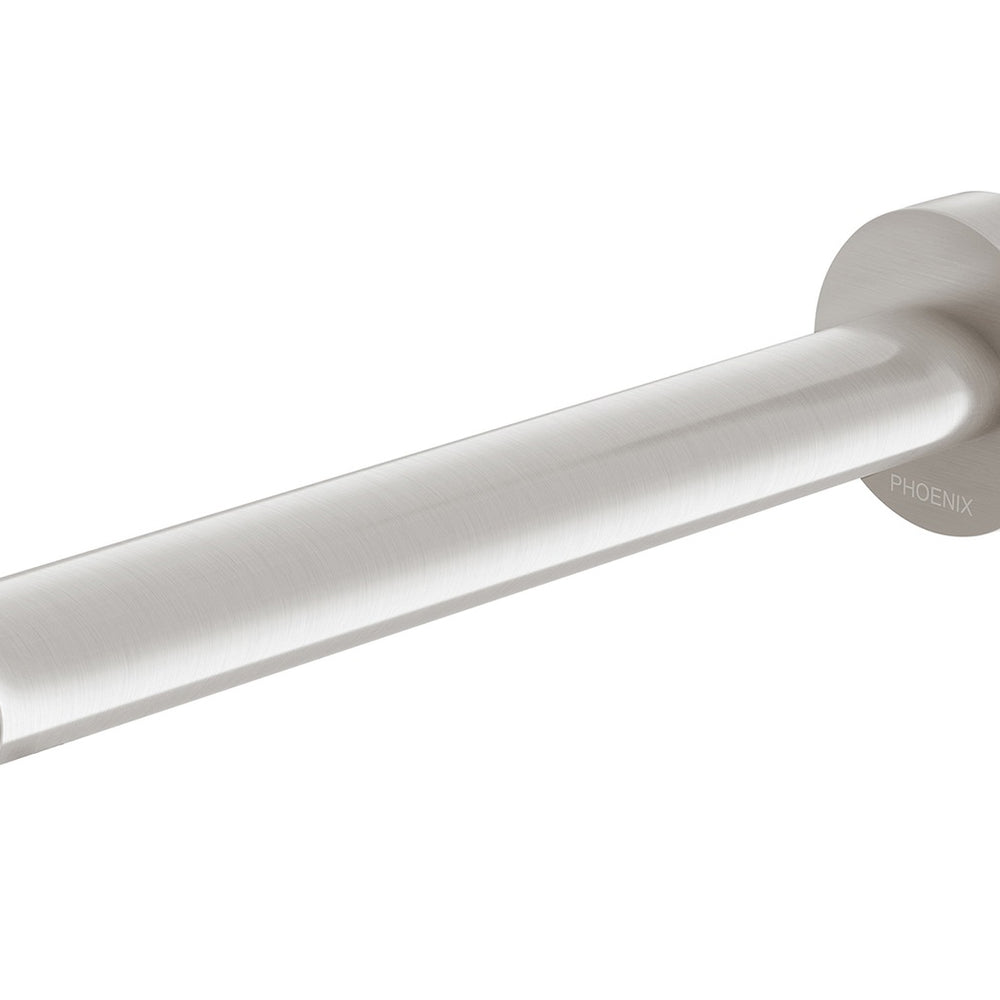 PHOENIX VIVID SLIMLINE OVAL WALL BASIN OUTLET 180MM BRUSHED NICKEL