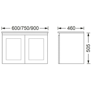 BTH SHAKER PROFILE MATTE WHITE 600MM SINGLE BOWL WALL HUNG VANITY