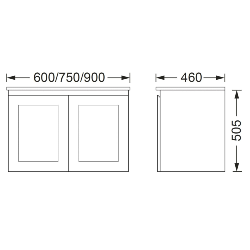 BTH SHAKER PROFILE MATTE WHITE 750MM SINGLE BOWL WALL HUNG VANITY