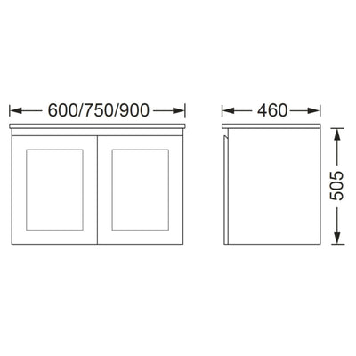 BTH SHAKER PROFILE MATTE WHITE 750MM SINGLE BOWL WALL HUNG VANITY