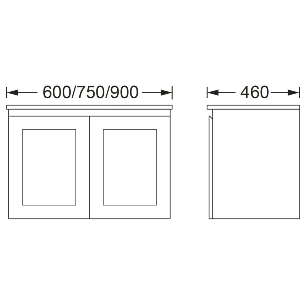 BTH SHAKER PROFILE MATTE WHITE 900MM SINGLE BOWL WALL HUNG VANITY