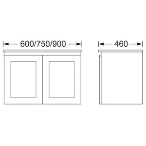 BTH SHAKER PROFILE MATTE WHITE 900MM SINGLE BOWL WALL HUNG VANITY