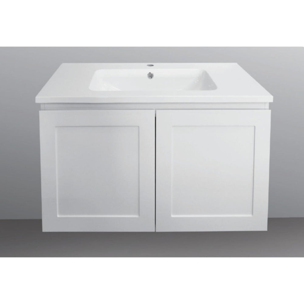 BTH SHAKER PROFILE MATTE WHITE 900MM SINGLE BOWL WALL HUNG VANITY