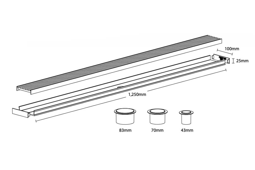 GRATES2GO UPVC WEDGE WIRE MODULAR KIT GREY 100MM