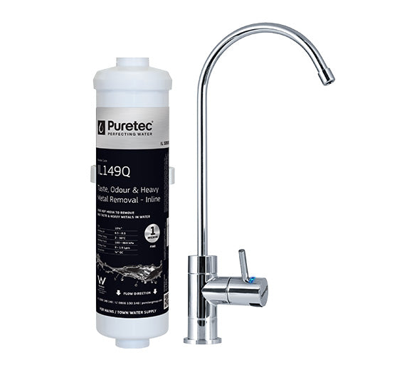 PURETEC HIGH LOOP DESIGNER FAUCET WITH SLIM FILTER, 1 MICRON