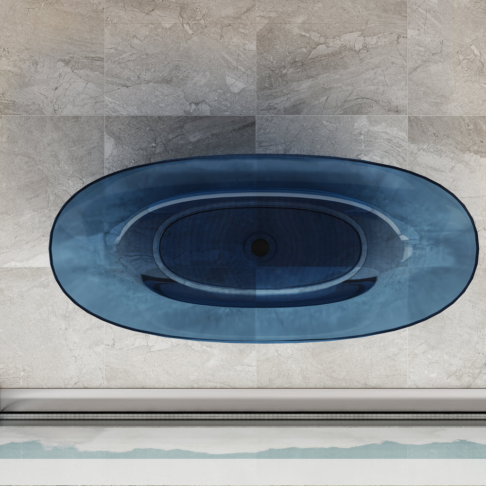 RIVA NOTO FREESTANDING BATHTUB TRANSPARENT BLUE (AVAILABLE IN 1500MM AND 1700MM)