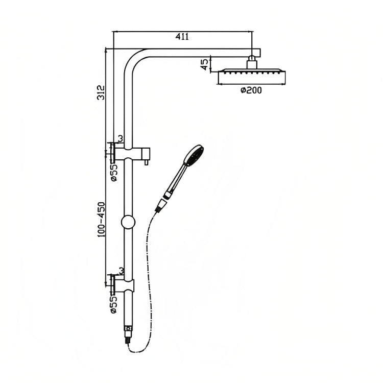 HELLYCAR CUTER SHOWER SYSTEM WITH RAIL CHROME