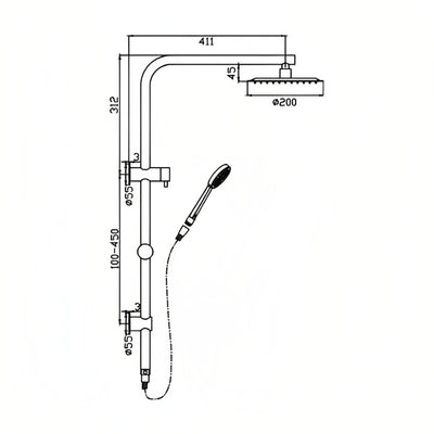 HELLYCAR CUTER SHOWER SYSTEM WITH RAIL BLACK