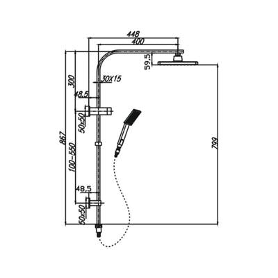 HELLYCAR ERIC SHOWER SYSTEM WITH RAIL CHROME