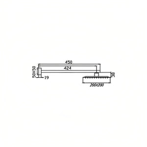 HELLYCAR ERIC WALL SHOWER ARM AND SHOWER HEAD 200MM BLACK