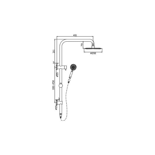 HELLYCAR LOGAN SHOWER SYSTEM WITH RAIL CHROME