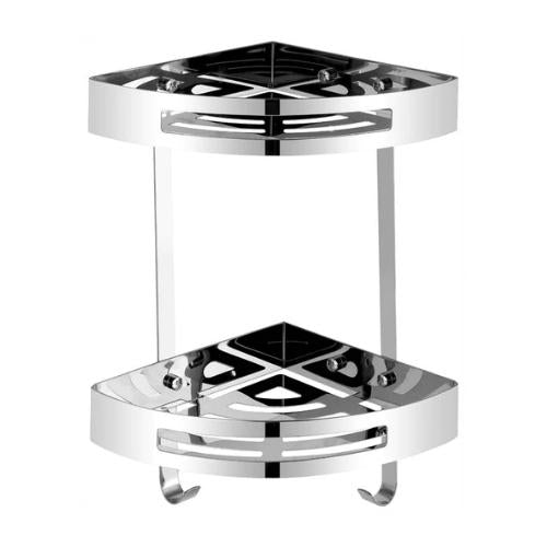 HELLYCAR UNIVERSAL 2 TIER STAINLESS STEEL CORNER SHELF CHROME