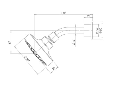 PHOENIX IVY 3 FUNCTION WALL SHOWER AND ARM 100MM CHROME