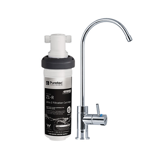 PURETEC LEAD FREE HIGH LOOP DESIGNER FAUCET WITH QUICK TWIST FILTER 0.1 MICRON
