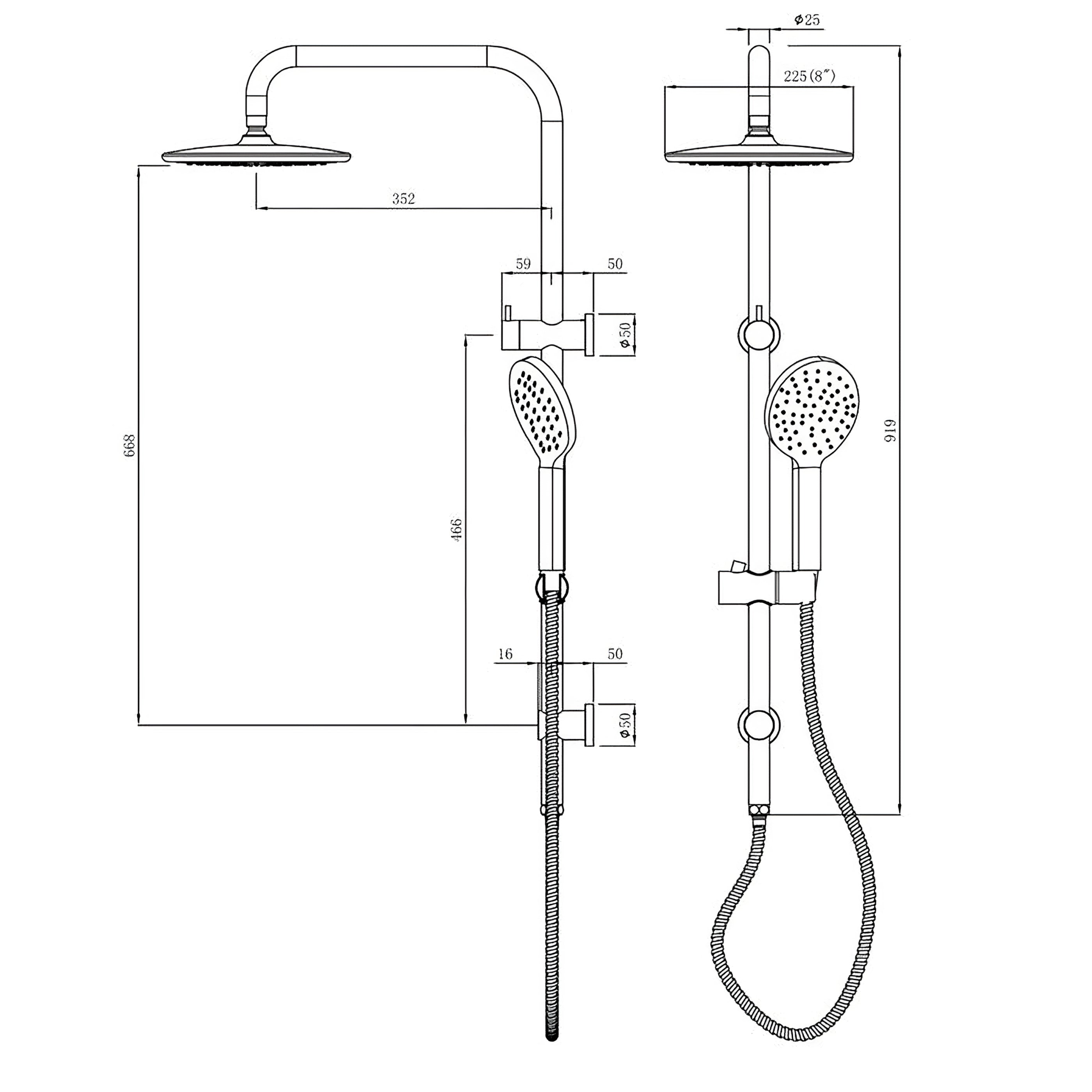 INSPIRE PAVIA COMBO SHOWER SET WITH SINGLE HOSE TOP INLET CHROME