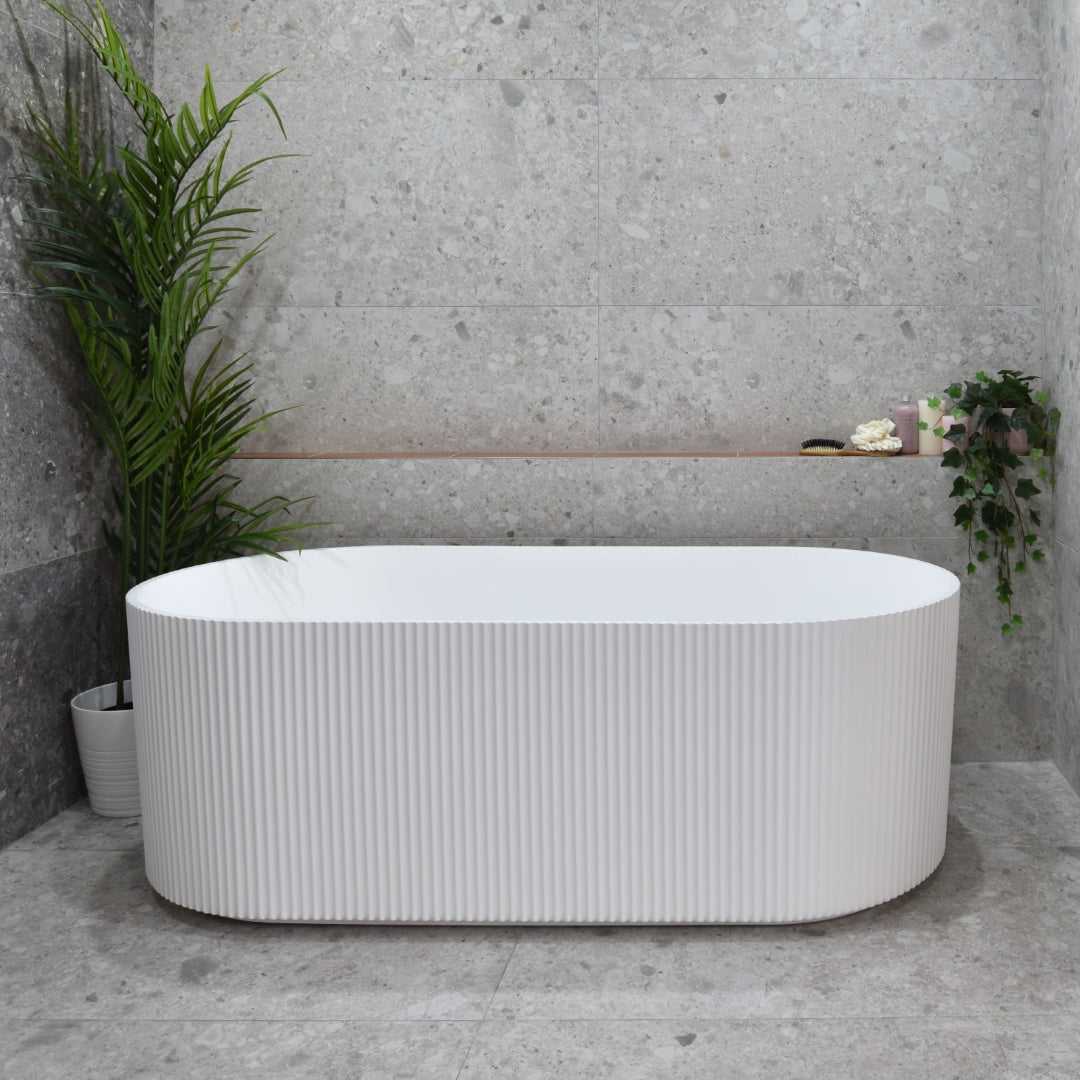 ENFLAIR BRIGHTON GROOVE FREESTANDING BATHTUB MATTE WHITE (AVAILABLE IN 1500MM AND 1700MM)