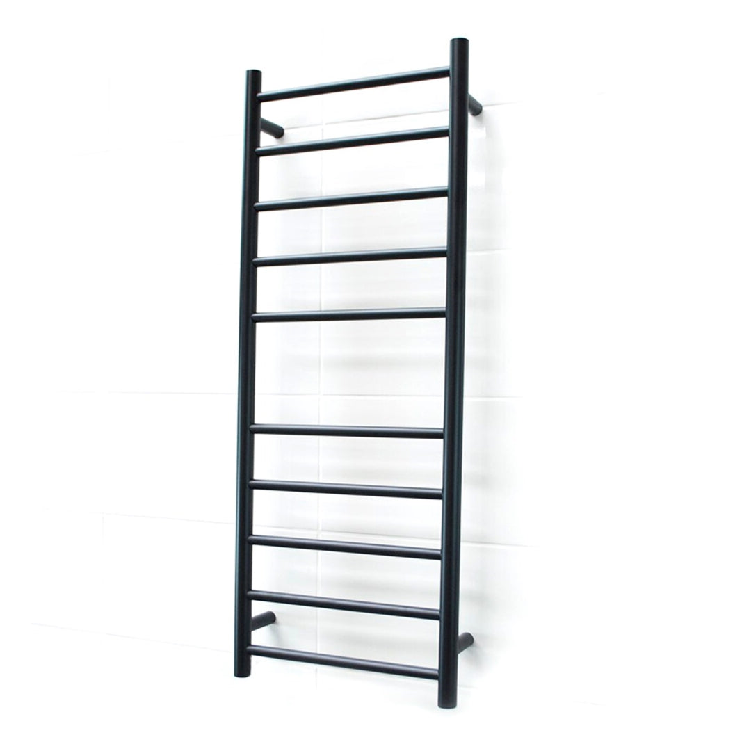 RADIANT HEATING 10-BARS ROUND HEATED TOWEL RAIL 80WATTS BRUSHED NICKEL 430MM