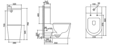 INSPIRE POTTI JUNIOR RIMLESS TOILET SUITE GLOSS WHITE