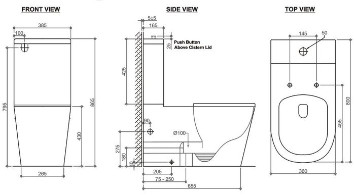 INSPIRE WELLNESS CARE RIMLESS TOILET SUITE GLOSS WHITE